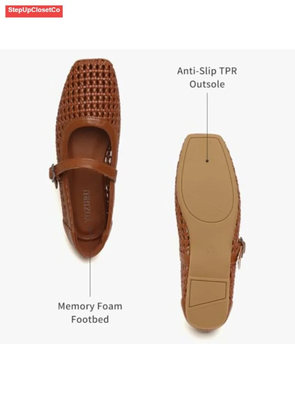 Woven Synthetic Leather Ballet Flats Women Comfortable Mesh Mary Jane Shoes